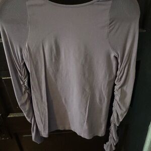 Free People Lavender Purple Ruched Mesh Long Sleeve Top